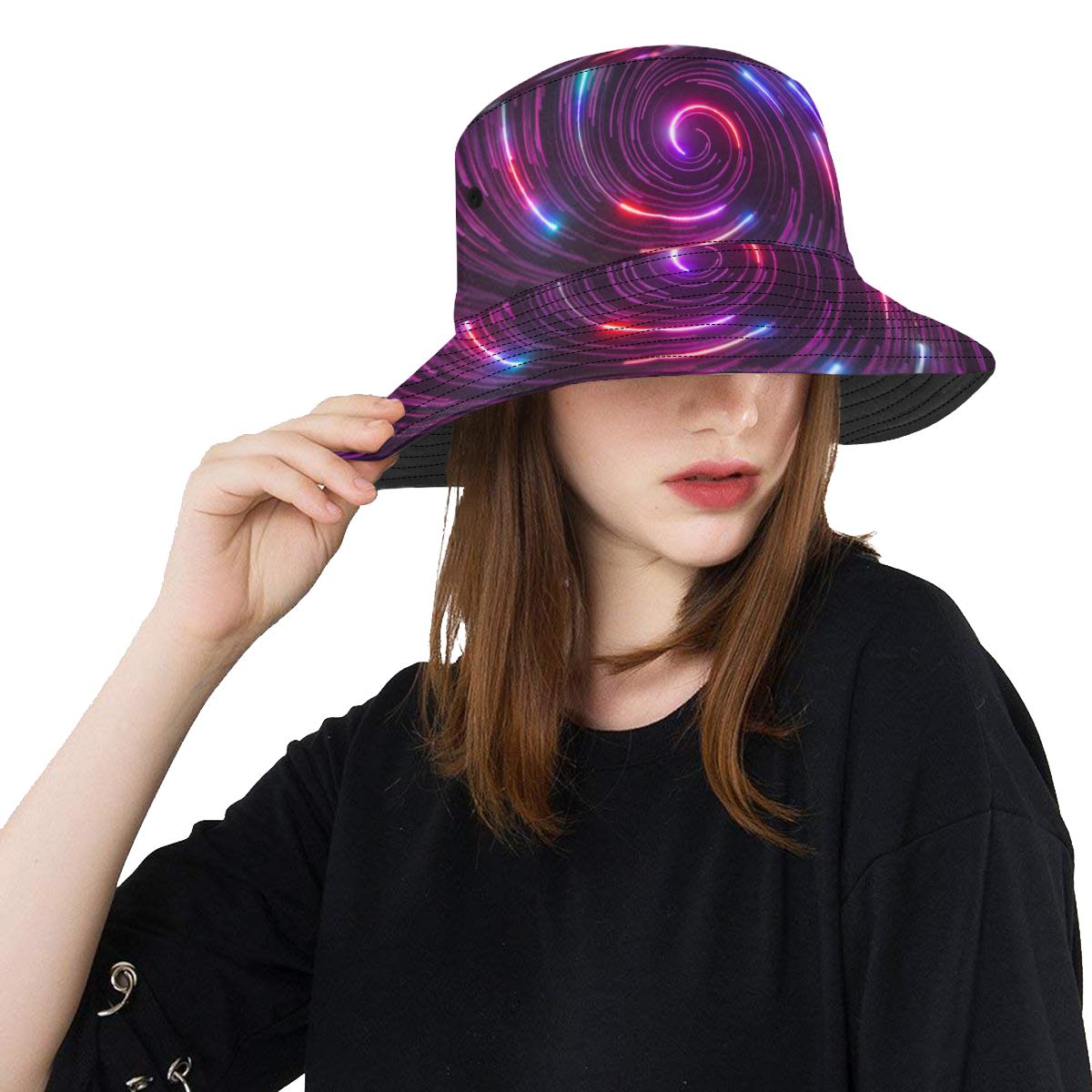 Vortex Twist Swirl Purple Neon Print Unisex Bucket Hat