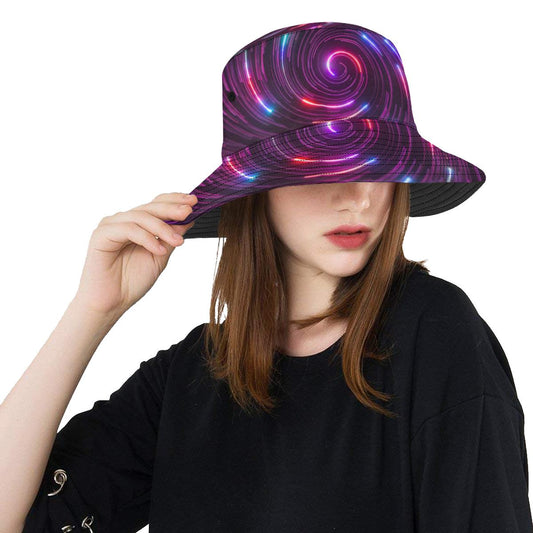 Vortex Twist Swirl Purple Neon Print Unisex Bucket Hat