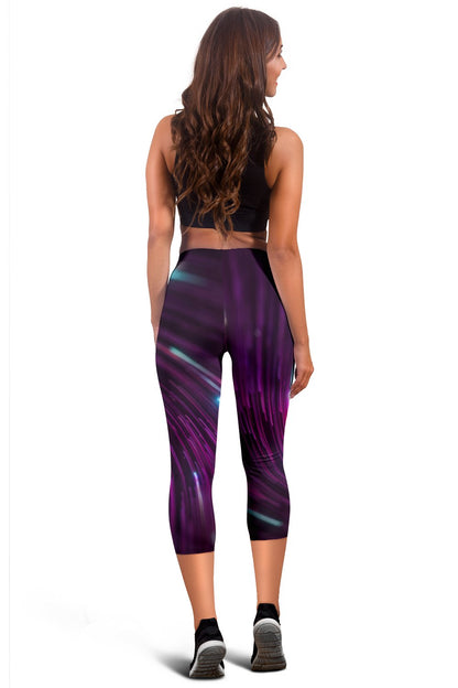 Vortex Twist Swirl Purple Neon Print Women Capris