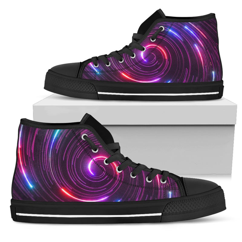 Vortex Twist Swirl Purple Neon Print Women High Top Shoes