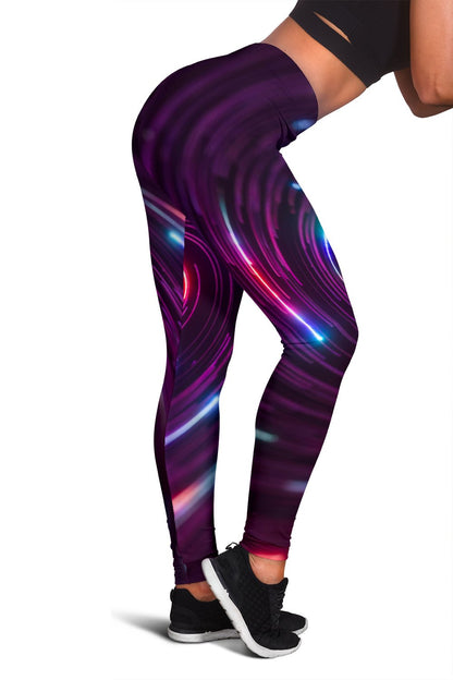 Vortex Twist Swirl Purple Neon Print Women Leggings