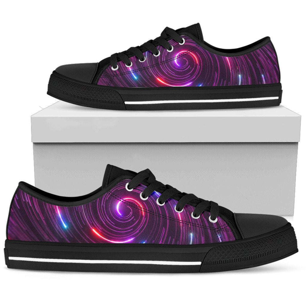Vortex Twist Swirl Purple Neon Print Women Low Top Shoes-JTAMIGO.COM