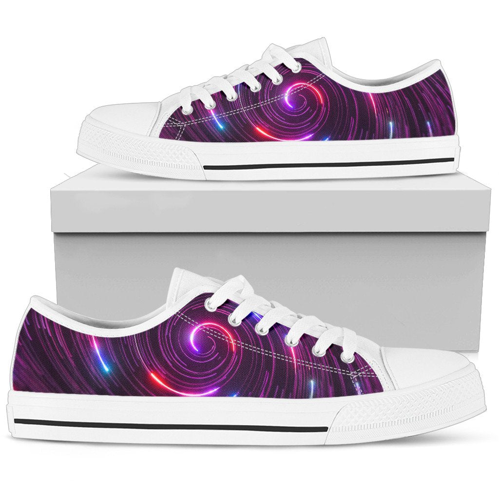 Vortex Twist Swirl Purple Neon Print Women Low Top Shoes-JTAMIGO.COM