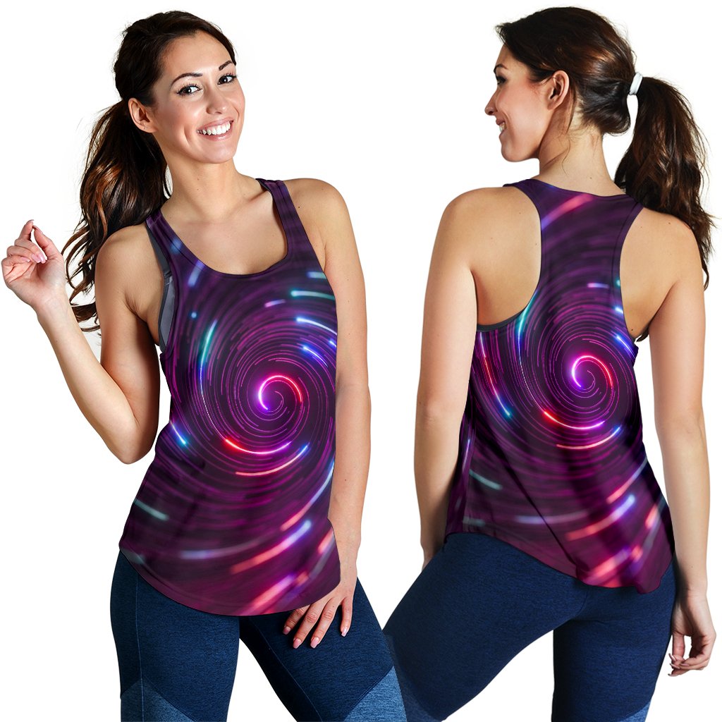 Vortex Twist Swirl Purple Neon Print Women Racerback Tank Top