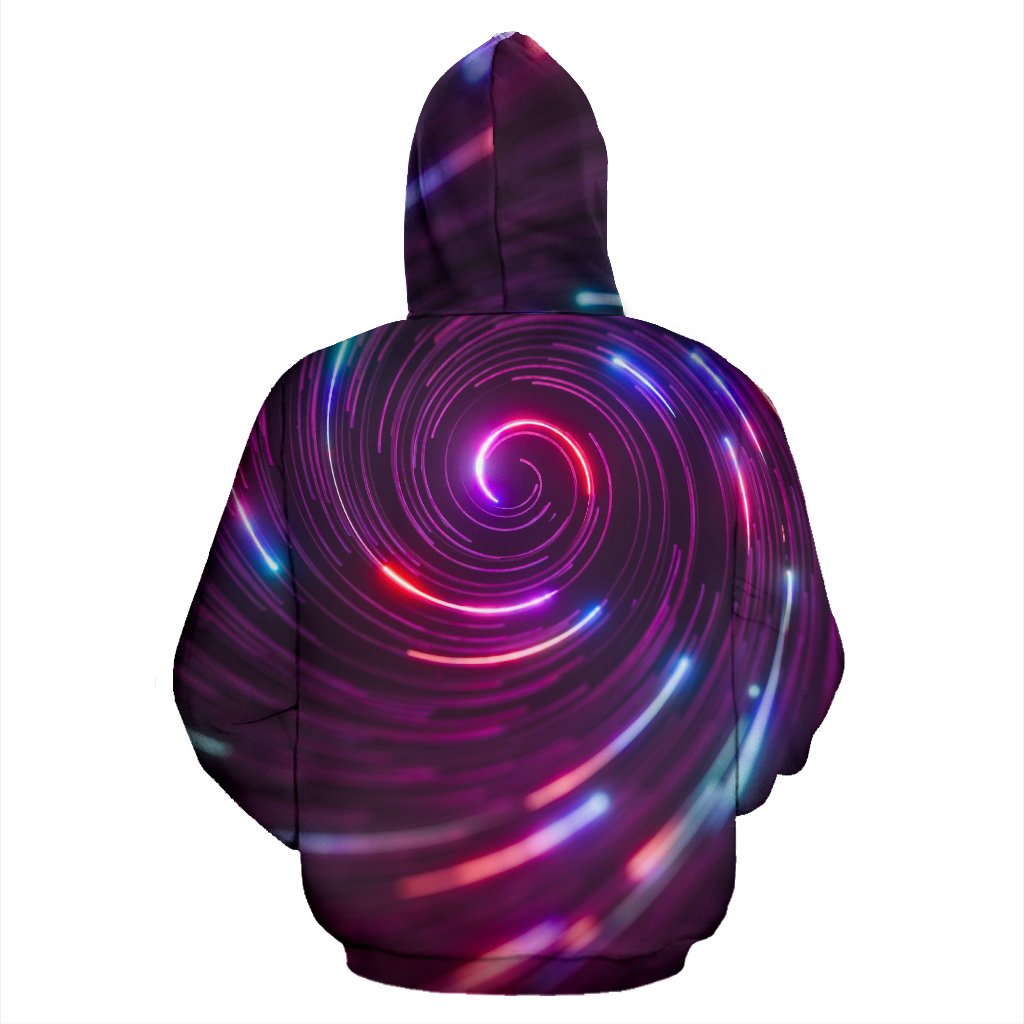 Vortex Twist Swirl Purple Neon Print Zip Up Hoodie