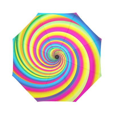 Vortex Twist Swirl Rainbow Design Automatic Foldable Umbrella