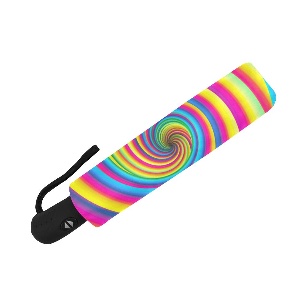 Vortex Twist Swirl Rainbow Design Automatic Foldable Umbrella