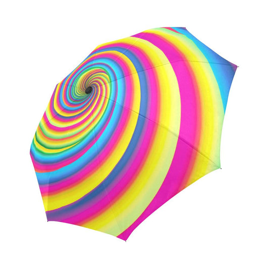 Vortex Twist Swirl Rainbow Design Automatic Foldable Umbrella