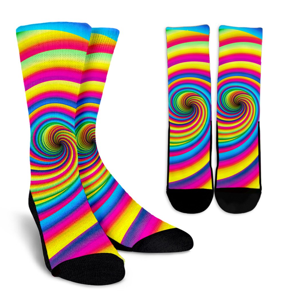 Vortex Twist Swirl Rainbow Design Crew Socks