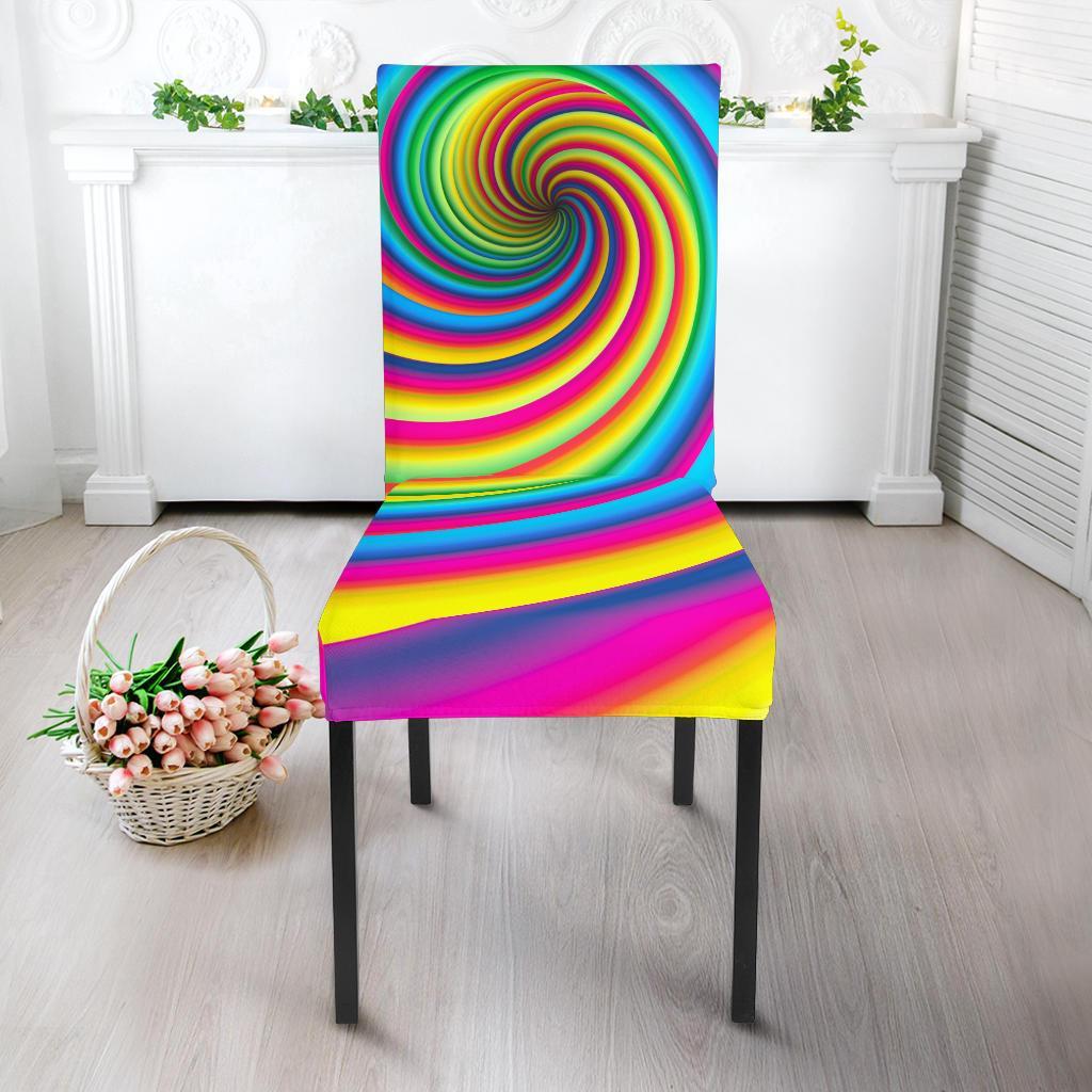Vortex Twist Swirl Rainbow Design Dining Chair Slipcover-JTAMIGO.COM