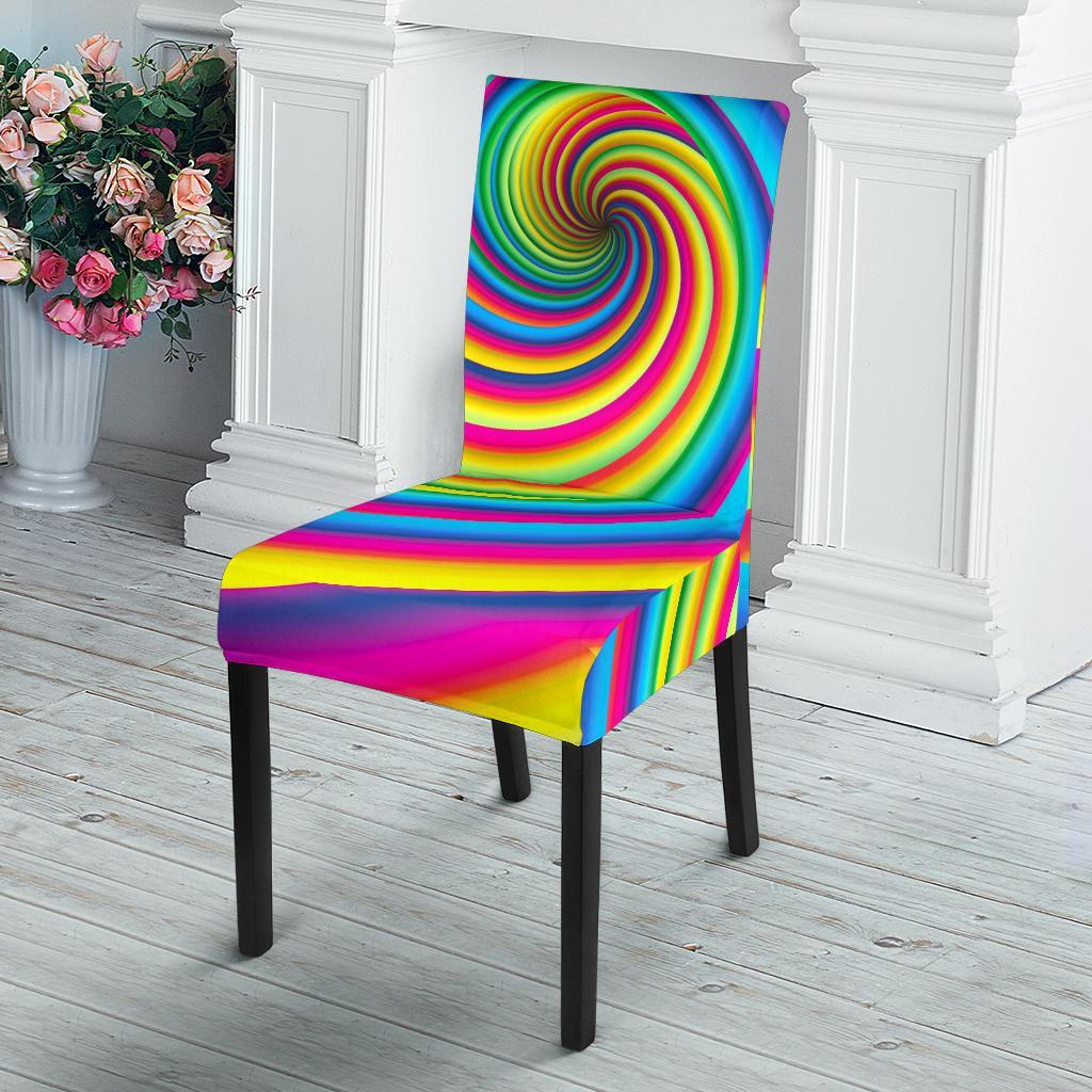 Vortex Twist Swirl Rainbow Design Dining Chair Slipcover-JTAMIGO.COM