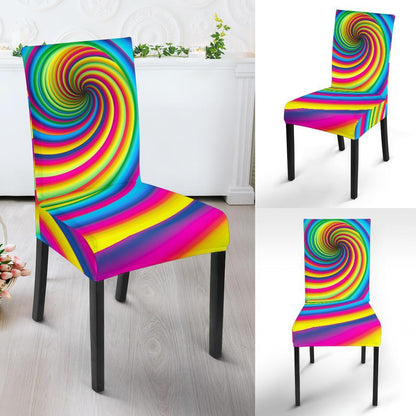 Vortex Twist Swirl Rainbow Design Dining Chair Slipcover-JTAMIGO.COM