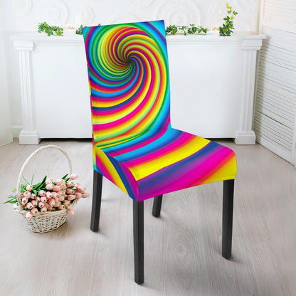 Vortex Twist Swirl Rainbow Design Dining Chair Slipcover-JTAMIGO.COM
