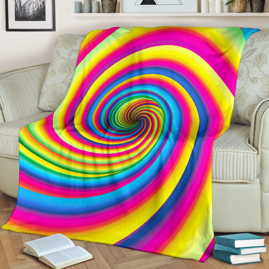 Vortex Twist Swirl Rainbow Design Fleece Blanket