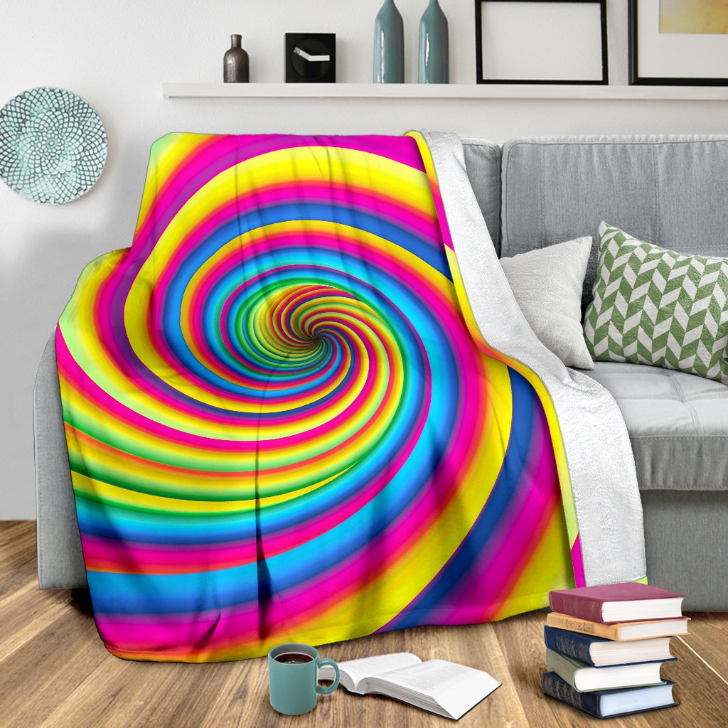 Vortex Twist Swirl Rainbow Design Fleece Blanket