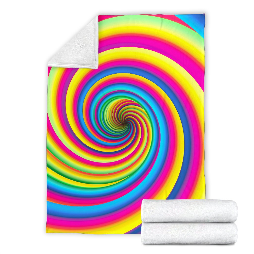 Vortex Twist Swirl Rainbow Design Fleece Blanket