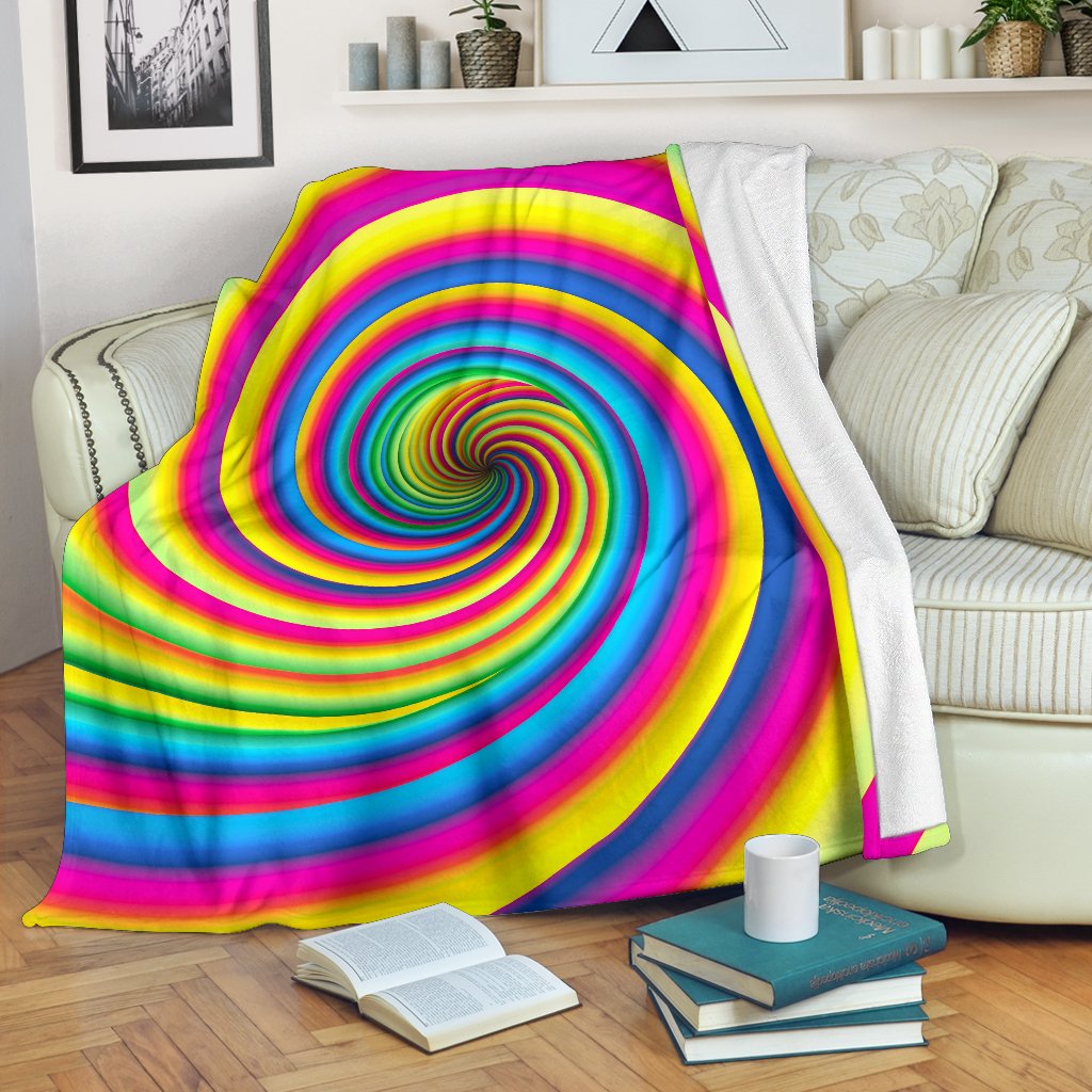 Vortex Twist Swirl Rainbow Design Fleece Blanket