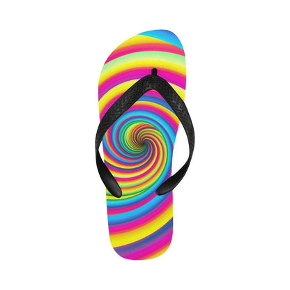 Vortex Twist Swirl Rainbow Design Flip Flops-JTAMIGO.COM
