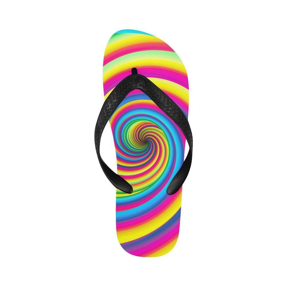Vortex Twist Swirl Rainbow Design Flip Flops-JTAMIGO.COM