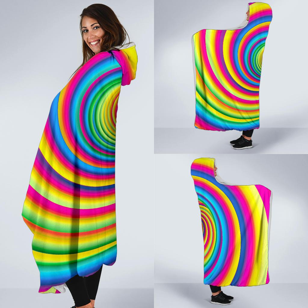 Vortex Twist Swirl Rainbow Design Hooded Blanket-JTAMIGO.COM