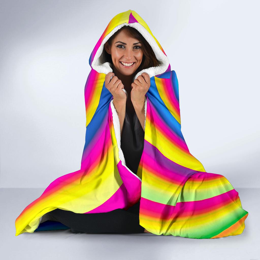 Vortex Twist Swirl Rainbow Design Hooded Blanket-JTAMIGO.COM