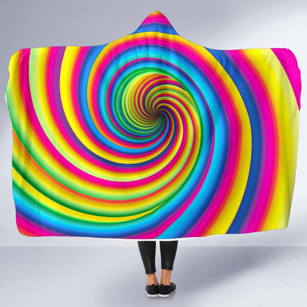 Vortex Twist Swirl Rainbow Design Hooded Blanket-JTAMIGO.COM