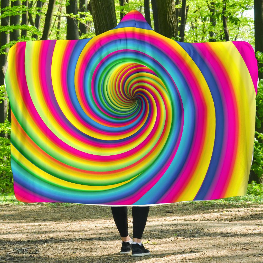 Vortex Twist Swirl Rainbow Design Hooded Blanket-JTAMIGO.COM