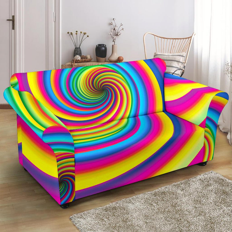 Vortex Twist Swirl Rainbow Design Loveseat Slipcover-JTAMIGO.COM