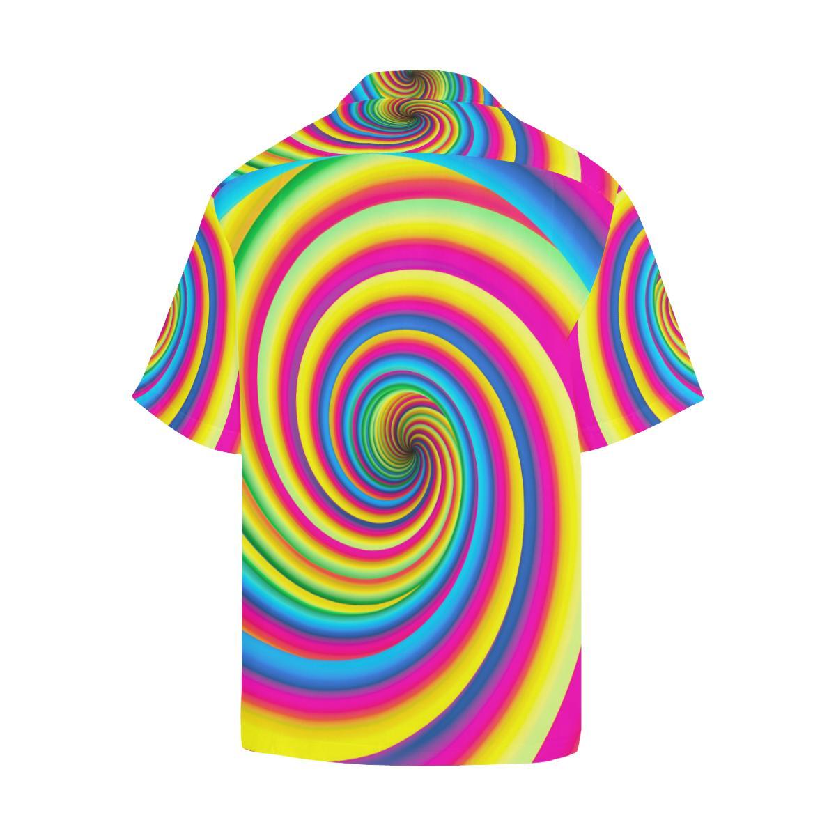 Vortex Twist Swirl Rainbow Design Men Aloha Hawaiian Shirt