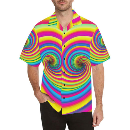 Vortex Twist Swirl Rainbow Design Men Aloha Hawaiian Shirt
