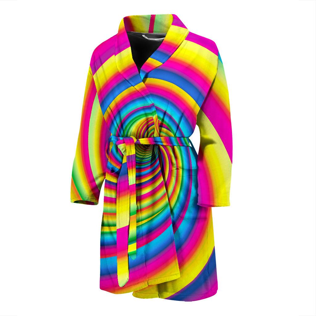 Vortex Twist Swirl Rainbow Design Men Bath Robe-JTAMIGO.COM