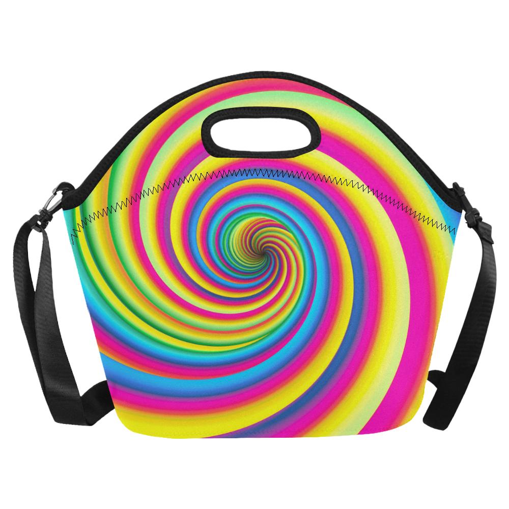 Vortex Twist Swirl Rainbow Design Neoprene Lunch Bag (Model 1669)(Large)-JTAMIGO.COM