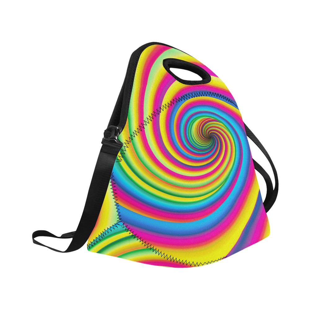 Vortex Twist Swirl Rainbow Design Neoprene Lunch Bag (Model 1669)(Large)-JTAMIGO.COM