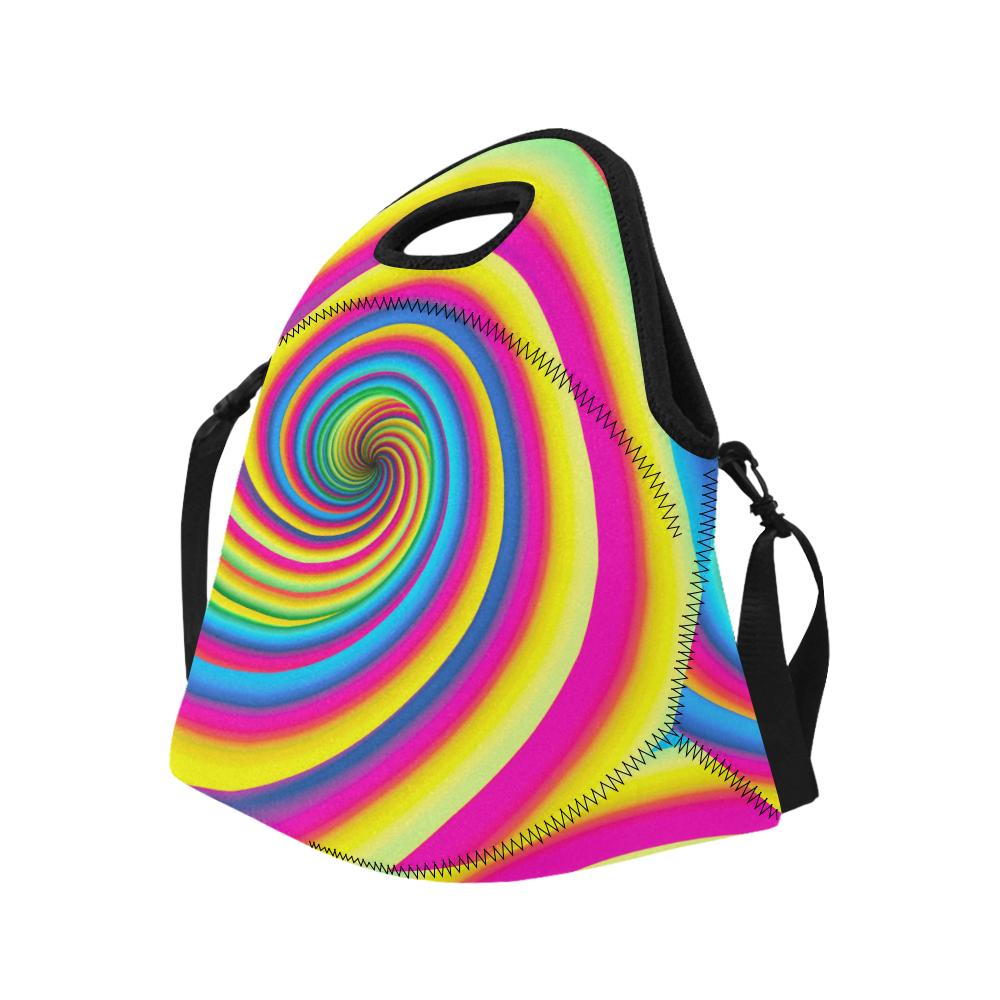 Vortex Twist Swirl Rainbow Design Neoprene Lunch Bag (Model 1669)(Large)-JTAMIGO.COM