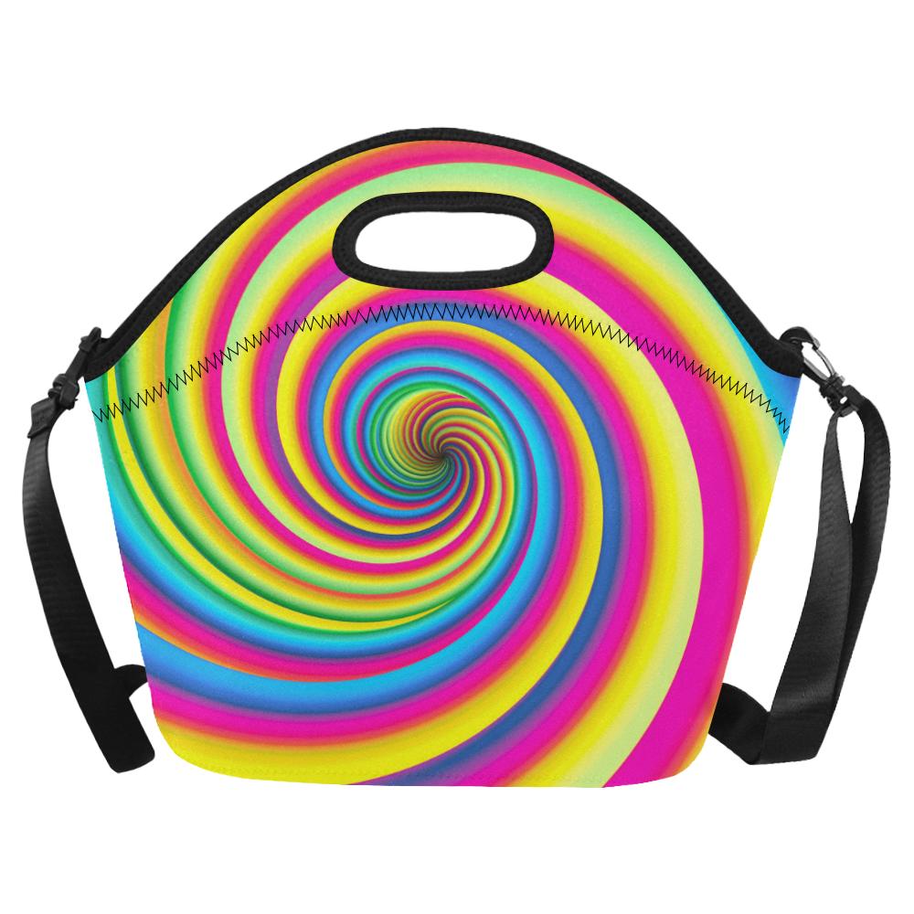 Vortex Twist Swirl Rainbow Design Neoprene Lunch Bag (Model 1669)(Large)-JTAMIGO.COM