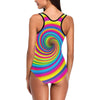 Vortex Twist Swirl Rainbow Design One Piece Swimsuit-JTAMIGO.COM