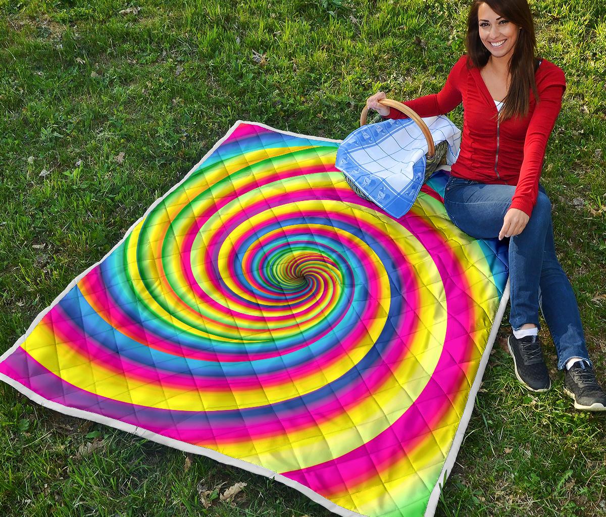 Vortex Twist Swirl Rainbow Design Premium Quilt-JTAMIGO.COM