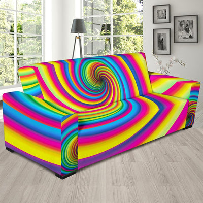 Vortex Twist Swirl Rainbow Design Sofa Slipcover-JTAMIGO.COM