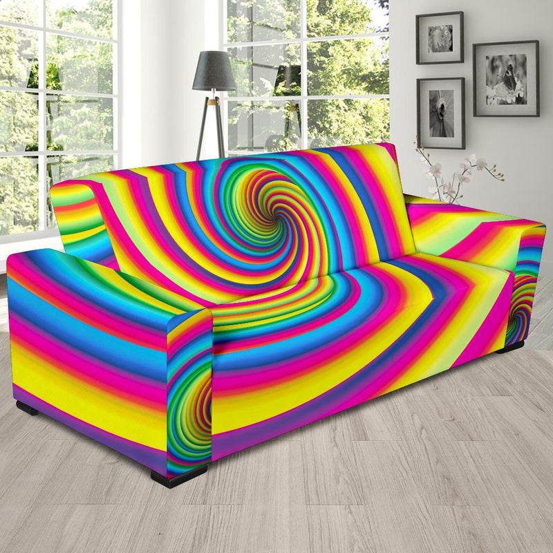 Vortex Twist Swirl Rainbow Design Sofa Slipcover-JTAMIGO.COM