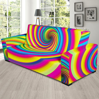 Vortex Twist Swirl Rainbow Design Sofa Slipcover-JTAMIGO.COM