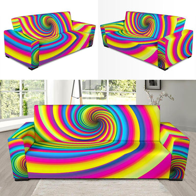 Vortex Twist Swirl Rainbow Design Sofa Slipcover-JTAMIGO.COM