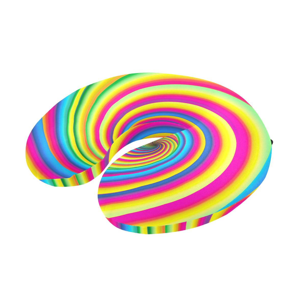Vortex Twist Swirl Rainbow Design U-Shaped Travel Neck Pillow-JTAMIGO.COM
