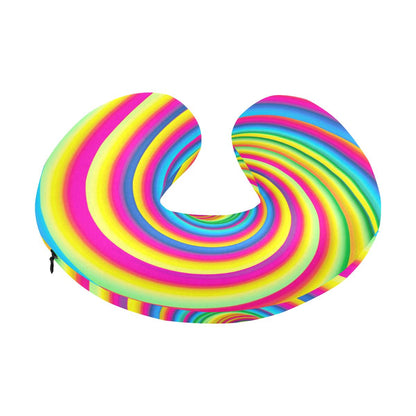 Vortex Twist Swirl Rainbow Design U-Shaped Travel Neck Pillow-JTAMIGO.COM