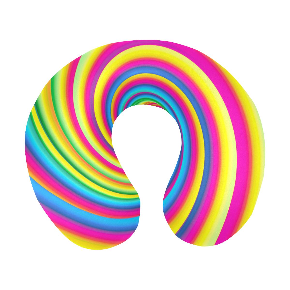 Vortex Twist Swirl Rainbow Design U-Shaped Travel Neck Pillow-JTAMIGO.COM
