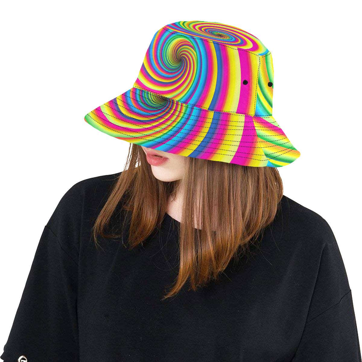 Vortex Twist Swirl Rainbow Design Unisex Bucket Hat