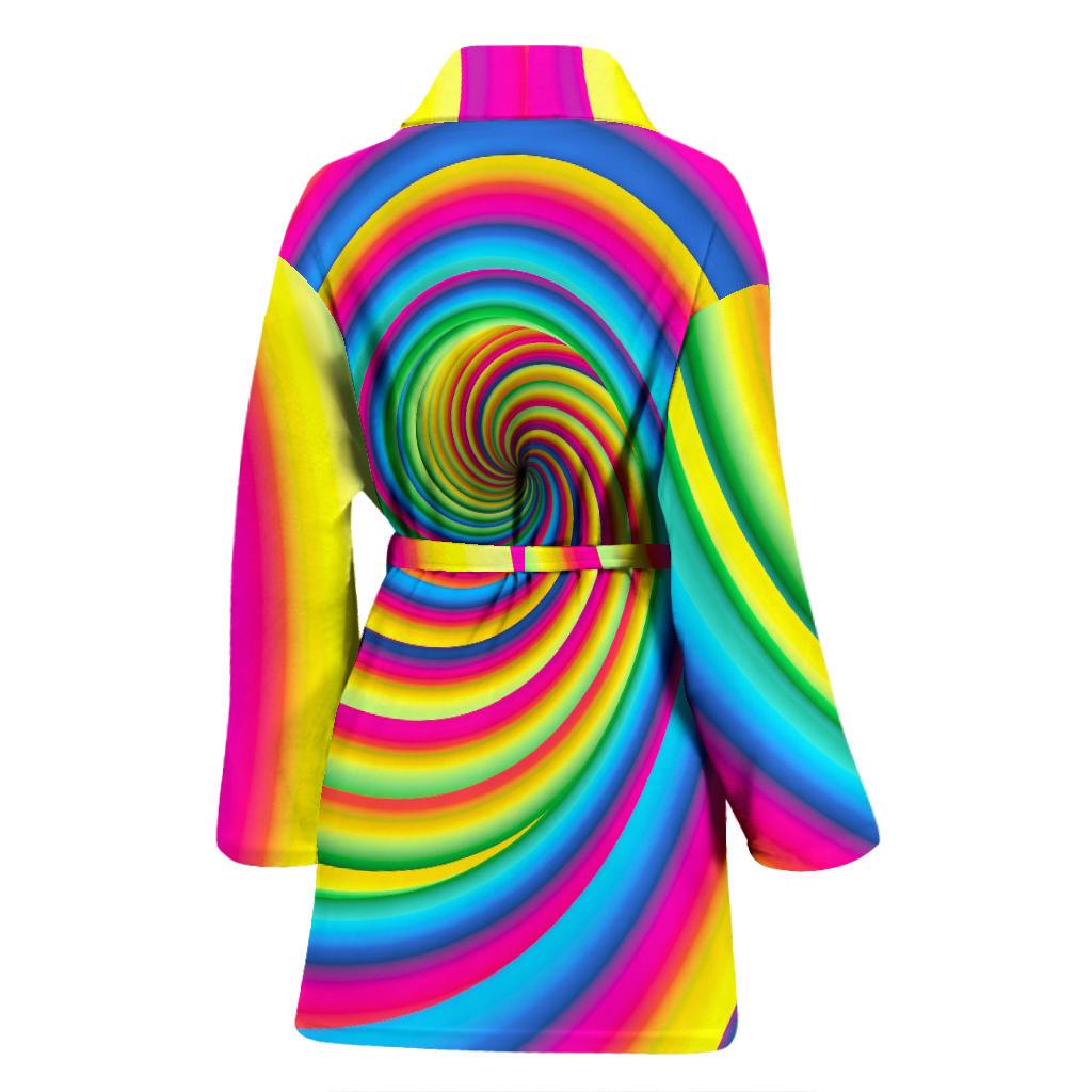 Vortex Twist Swirl Rainbow Design Women Bath Robe-JTAMIGO.COM