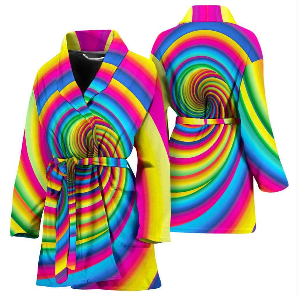 Vortex Twist Swirl Rainbow Design Women Bath Robe-JTAMIGO.COM
