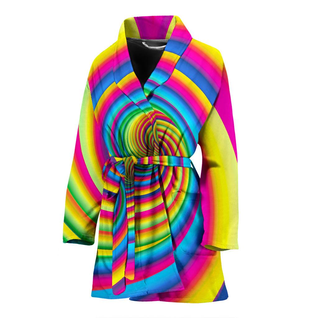 Vortex Twist Swirl Rainbow Design Women Bath Robe-JTAMIGO.COM