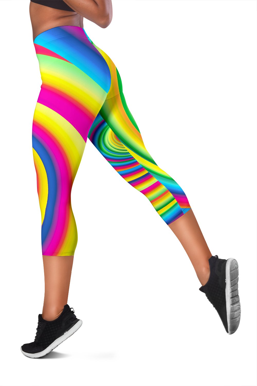 Vortex Twist Swirl Rainbow Design Women Capris