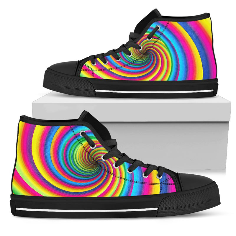 Vortex Twist Swirl Rainbow Design Women High Top Shoes